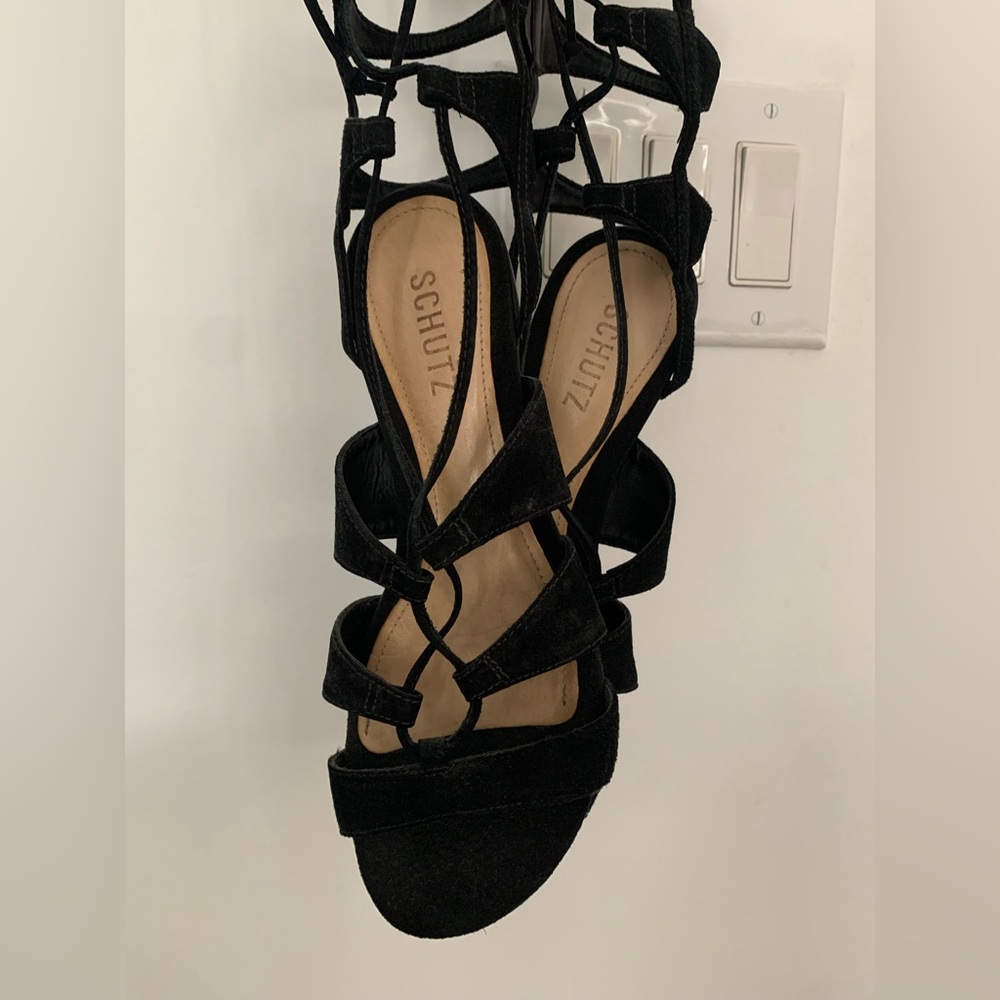 SCHUTZ Black Strappy Sandals for Women